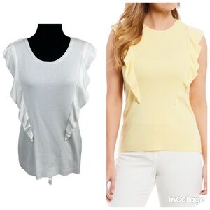 NWT Alex Marie Ivory Knit Sadie Rufle blouse XL